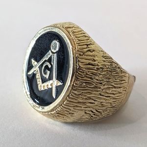 Vintage Freemason Fraternal Compass & Square Size 8 Faux Gold Luxury NWT Ring